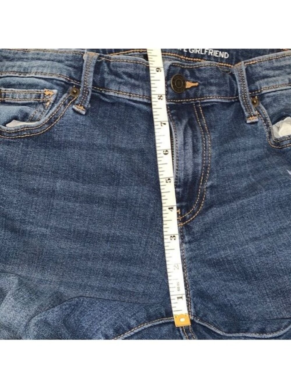 Gap Girlfriend Jeans Womens 8R Distressed Mid-Rise Dark Wash Denim Casual Pants - Picture 12 of 12